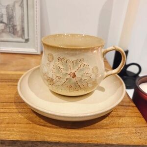 Vintage Floral Ceramic Cup and Saucer